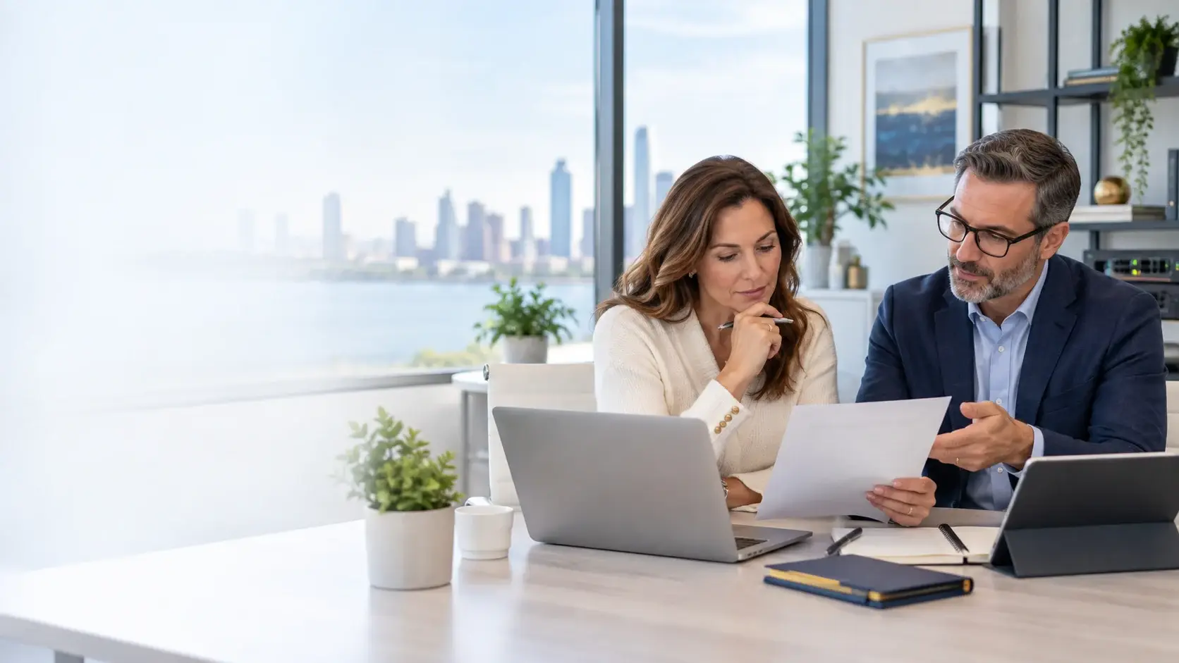 Business owner and Apple IT consultant reviewing criteria for choosing a support provider